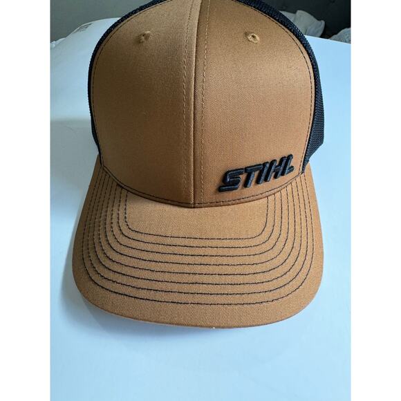 STIHL Baseball Cap Hat Tan Black Adjustable NWOT - Picture 3 of 6
